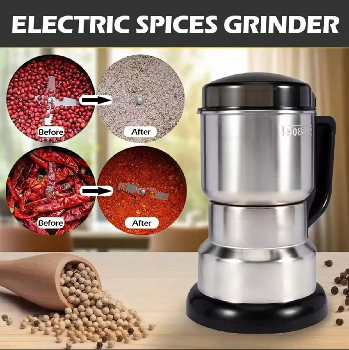 مطحنة قهوة، محرك قوي بقوة 300  - مراجعة Coffee Bean Grinder Electric وسعره